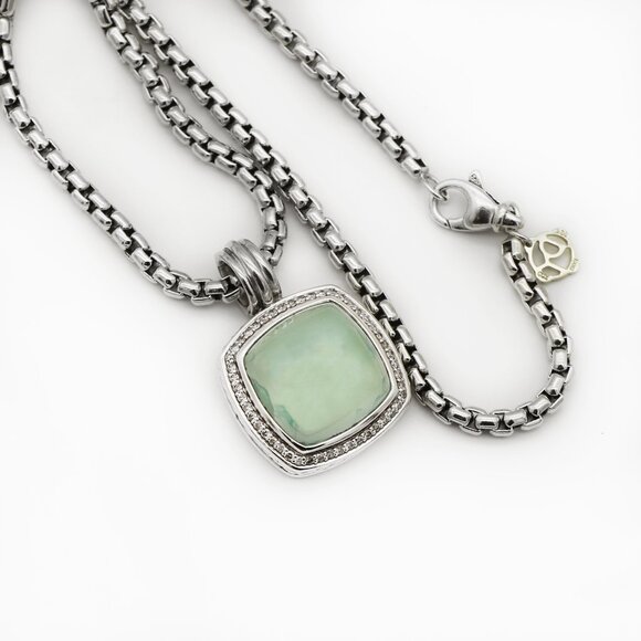 David Yurman 925 Albion Chalcedony & Diamond Pendant Necklace - Picture 3 of 5